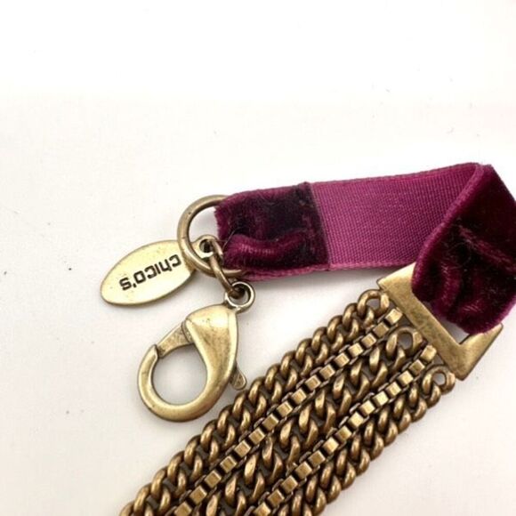 Chico’s Choker Velvet Mesh Chain Necklace Victorian Coquette - Picture 5 of 9